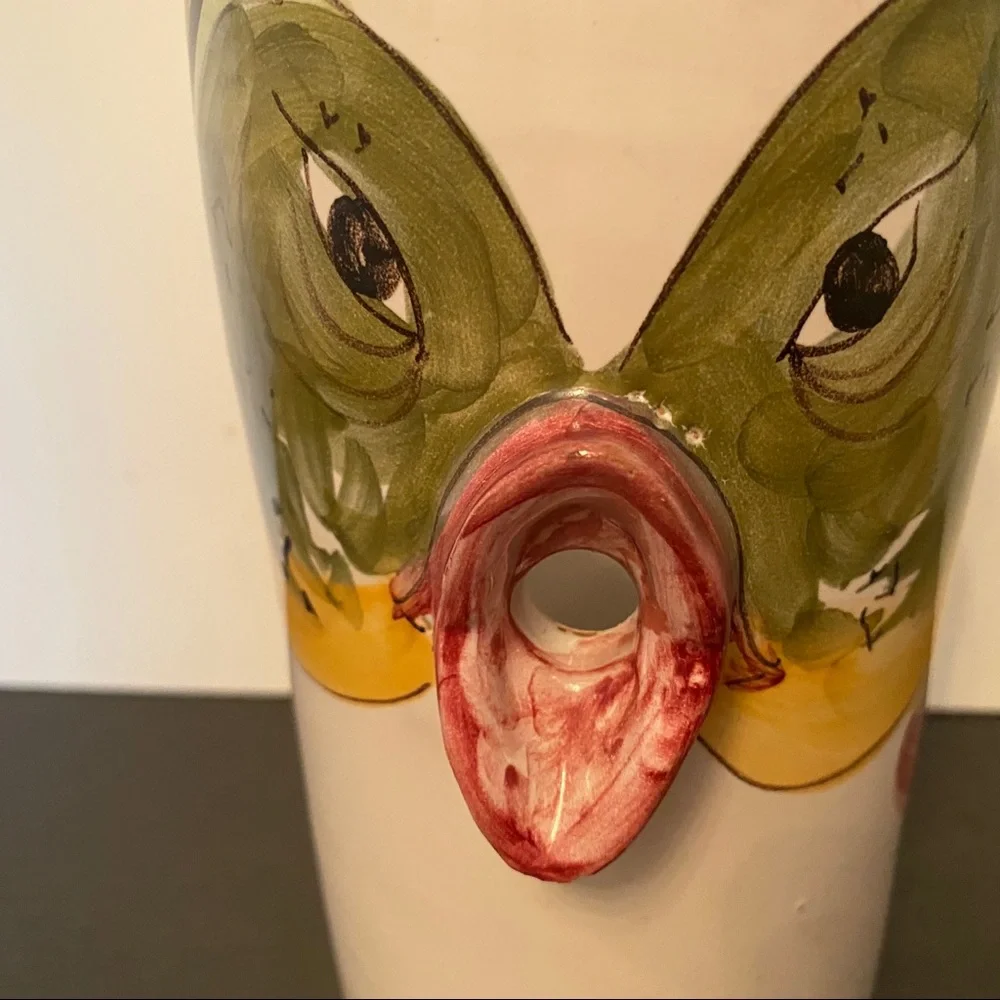 VIETRI SOLIMENE VASE FISH WHITE PINK FIGURAL TAIL ITALY POTTERY HOME ACCENT